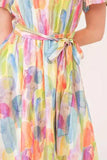 Lime 'N' Chili Watercolor Print Tie Front Midi Dress - Trendsi - Flyclothing LLC