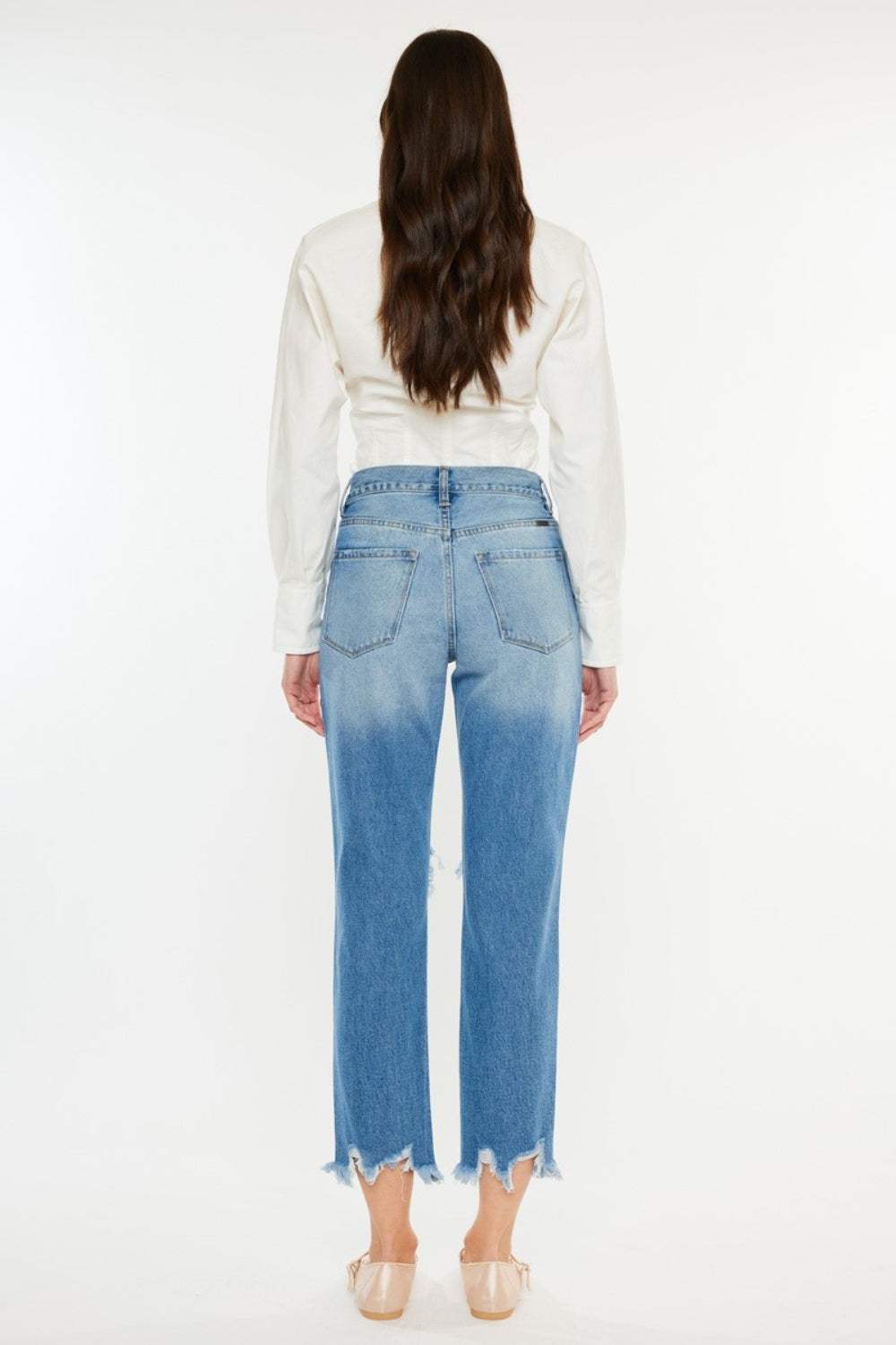 Kancan Distressed Frayed Hem Cropped Jeans - Trendsi - Flyclothing LLC