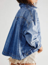 Pocketed Button Up Denim Jacket - Trendsi - Flyclothing LLC
