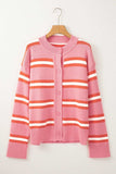 Striped Button Down Long Sleeve Cardigan - Trendsi - Flyclothing LLC