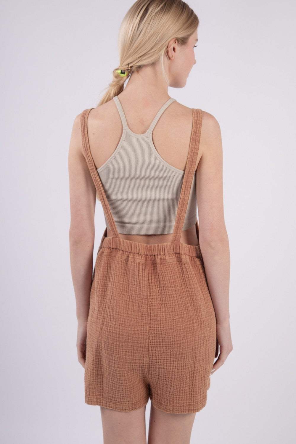 VERY J Sleeveless Double Gauze Overalls with Pockets - Trendsi - Flyclothing LLC