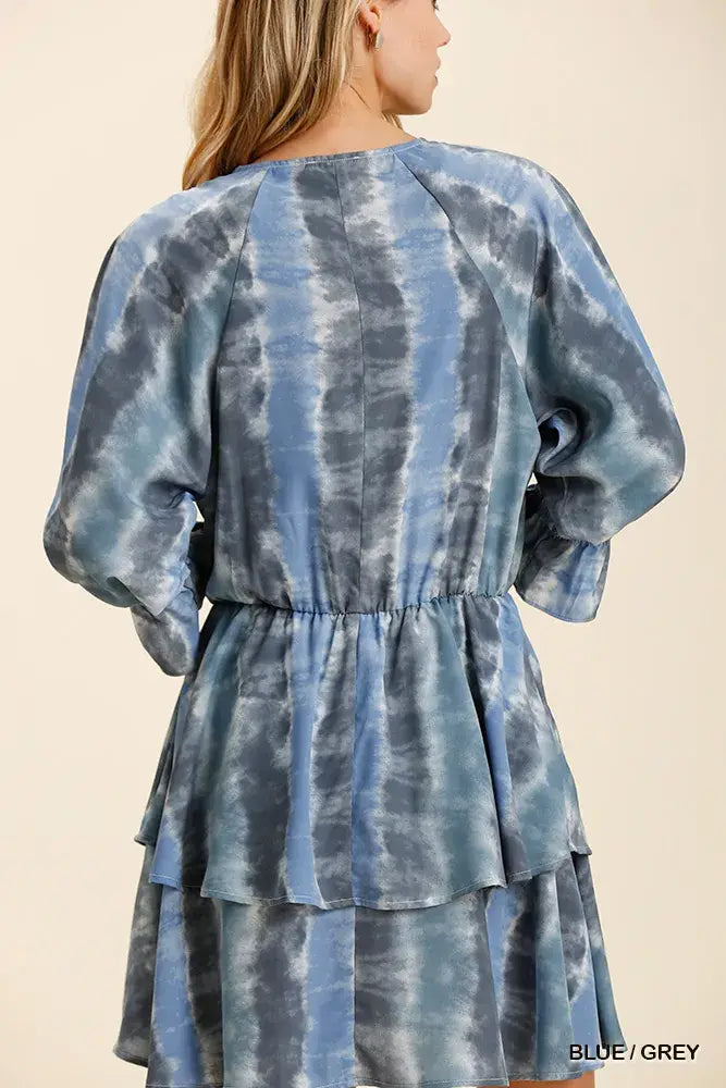 Umgee Tie Dye Ruffled Layered Dress with Elastic Waistband - Trendsi - Flyclothing LLC
