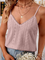 Eyelet Lace Detail V-Neck Cami - Trendsi - Flyclothing LLC