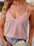 Eyelet Lace Detail V-Neck Cami - Trendsi - Flyclothing LLC