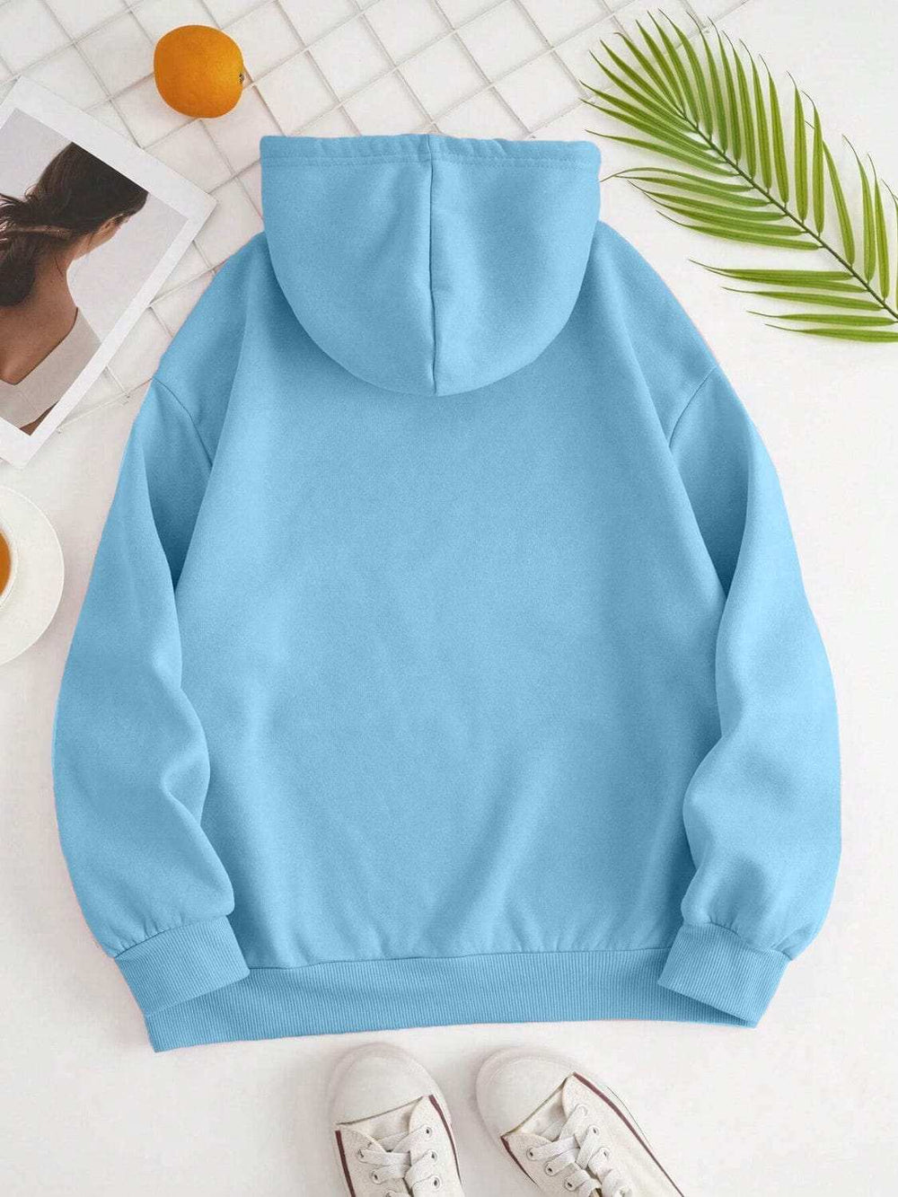 Drawstring Dropped Shoulder Hoodie - Trendsi - Flyclothing LLC