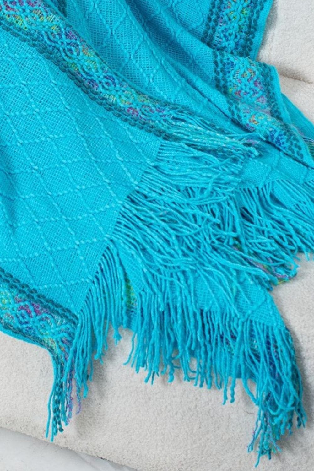 Fringe Half Sleeve Hooded Poncho - Trendsi