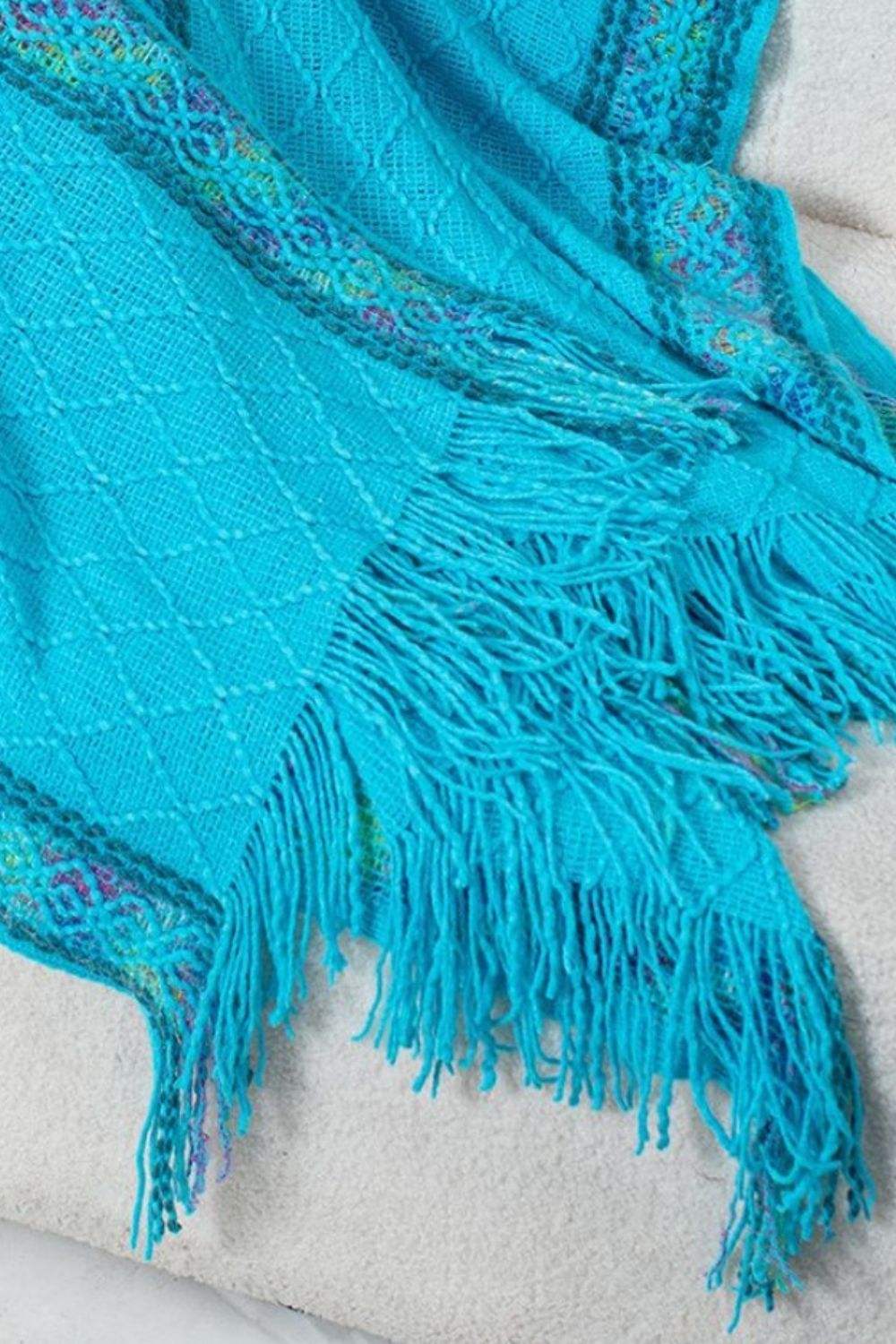 Fringe Half Sleeve Hooded Poncho - Trendsi - Flyclothing LLC