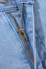 Pleated Patchwork Panel Lightweight Denim Shorts - Trendsi - Flyclothing LLC