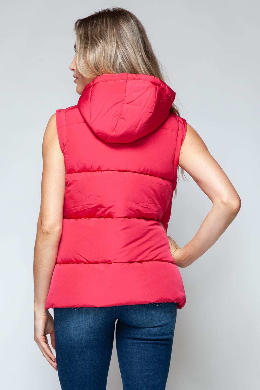Snobbish Snap and Zip Closure Hooded Vest - Trendsi - Flyclothing LLC