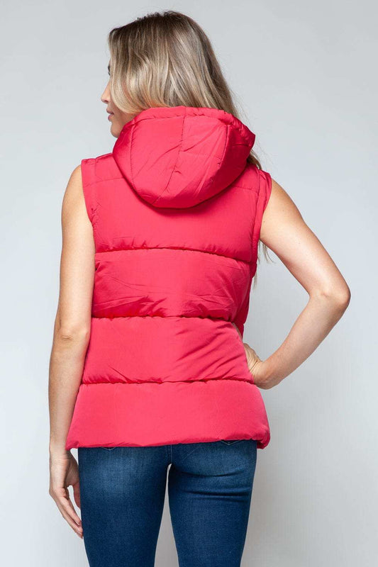 Snobbish Snap and Zip Closure Hooded Vest - Trendsi - Flyclothing LLC