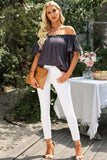 Off-Shoulder Short Sleeve Blouse - Trendsi - Flyclothing LLC