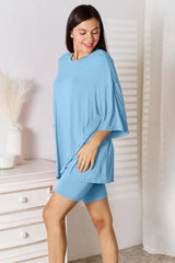 Basic Bae Bamboo Full Size Round Neck Drop Shoulder T-Shirt and Shorts Set - ShopBasicbae - Flyclothing LLC