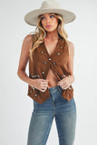 Aemi + Co Heart Rivet Detail Suede Vest Coat - Trendsi