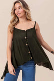 BiBi Popcorn Waffle Knit with Buttoned Front Cami Top - Trendsi - Flyclothing LLC