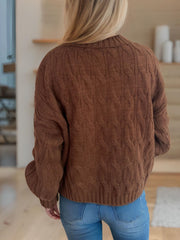 Cable-Knit Turtleneck Long Sleeve Sweater - Trendsi