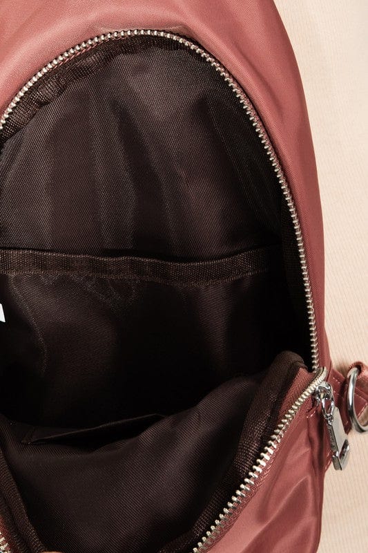 Fame Solid Color Nylon Sling Bag - Trendsi