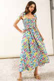BiBi Floral Ruffle Trim Smocked Cami Dress - Trendsi - Flyclothing LLC