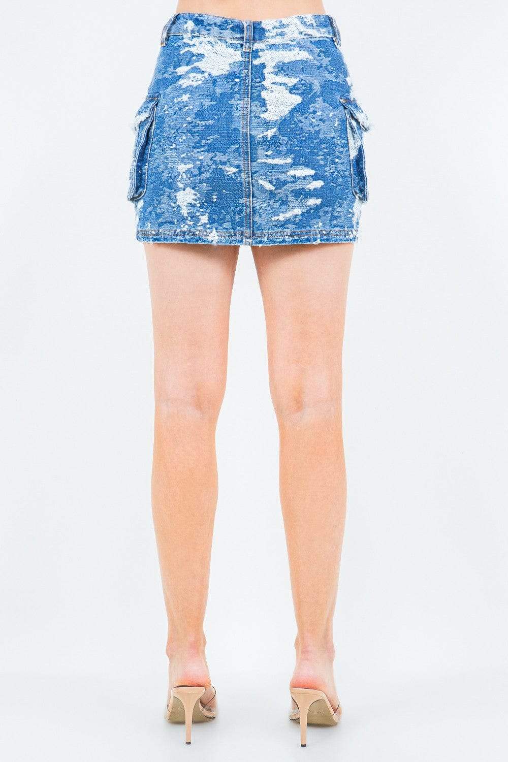 American Bazi Jacquard Trim Cargo Mini Denim Skirt - Trendsi - Flyclothing LLC