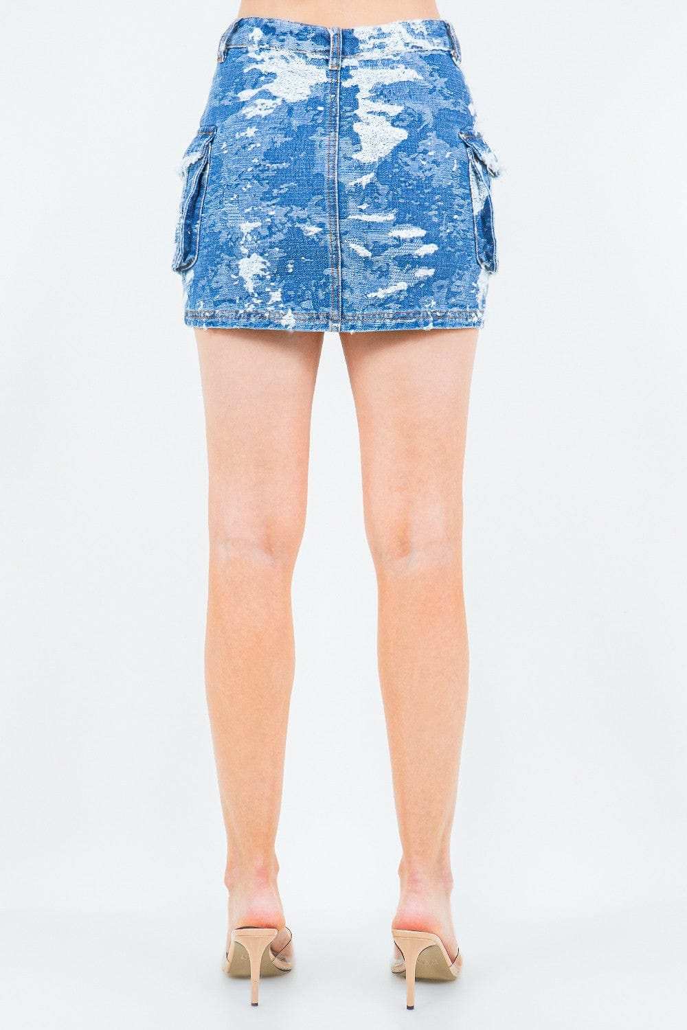 American Bazi Jacquard Trim Cargo Mini Denim Skirt - Trendsi - Flyclothing LLC