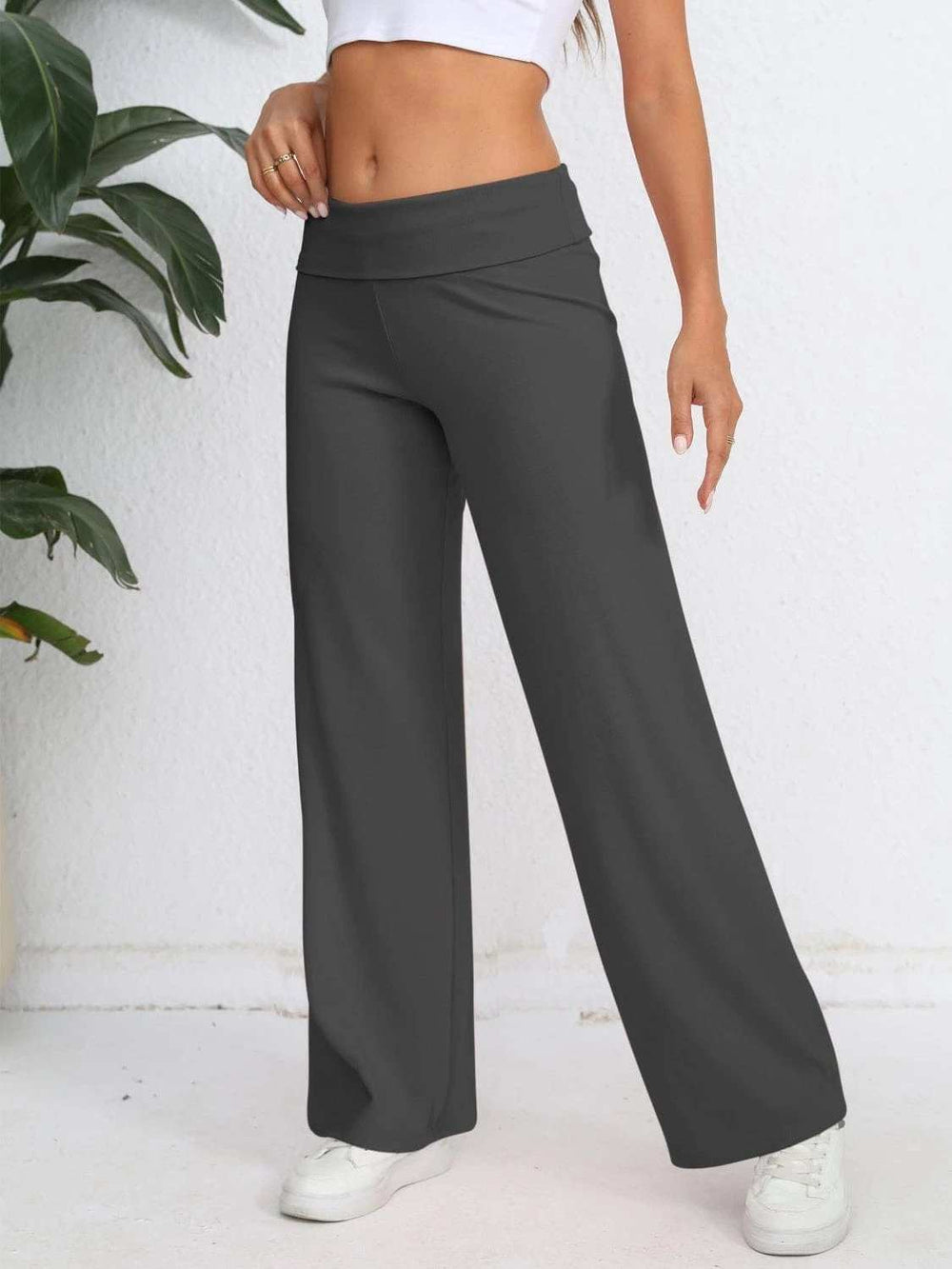 Elastic Waist Wide Leg Pants - Trendsi - Flyclothing LLC