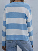 Striped Casual Long Sleeve Knit Top - Trendsi - Flyclothing LLC