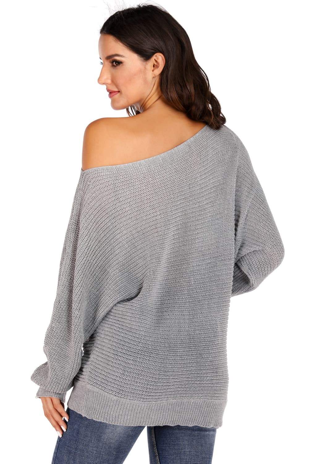 One Shoulder Dolman Sleeve Sweater - Trendsi - Flyclothing LLC