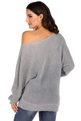 One Shoulder Dolman Sleeve Sweater - Trendsi - Flyclothing LLC