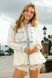 BiBi Snap Down Peplum Washed Shirt - Trendsi - Flyclothing LLC