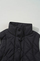 Snap Down Texture Vest Coat with Pockets - Trendsi - Flyclothing LLC