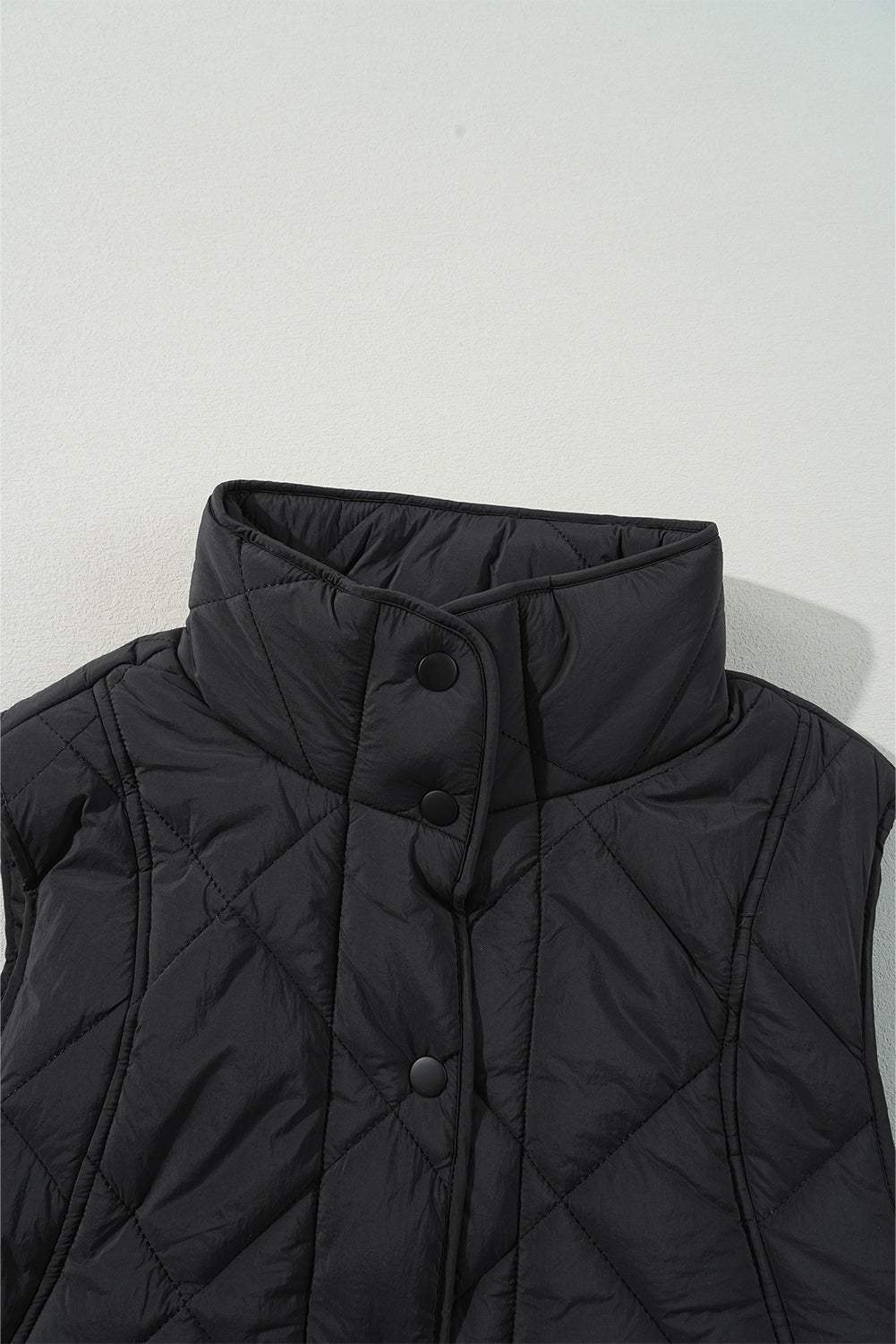 Snap Down Texture Vest Coat with Pockets - Trendsi - Flyclothing LLC