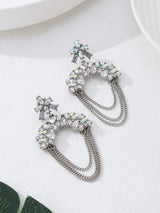Trending Fashion Chain Rhinestone Drop Earrings For Women, Unique Versatile Light Luxury Alloy Ear Jewelry, Geometric Stud Earrings - My Store - Flyclothing LLC