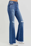 RISEN Full Size High Rise Distressed Raw Hem Flare Jeans - Trendsi - Flyclothing LLC
