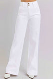 RISEN Full Size Tummy Control Double Button Wide Leg Jeans - Trendsi - Flyclothing LLC