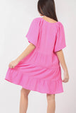 VERY J Texture V-Neck Ruffled Tiered Dress Trendsi