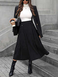 Decorative Button Ruched Midi Skirt - Trendsi - Flyclothing LLC