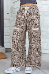 Leopard Print Wide-Leg Pants with Drawstring - Trendsi - Flyclothing LLC