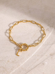 18K Gold-Plated Stainless Steel Letter L Bracelet - Trendsi