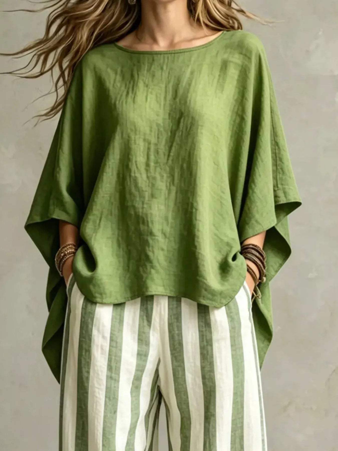 Full Size Solid Color Top and Pants Set Plus Size - Trendsi - Flyclothing LLC