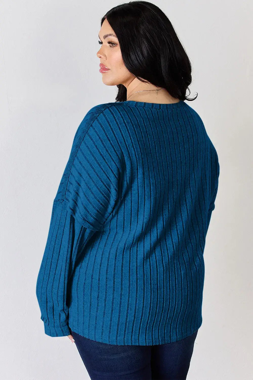 Basic Bae Full Size Ribbed Half Button Long Sleeve T-Shirt - ShopBasicbae - Flyclothing LLC