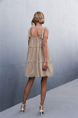 Frill Tiered Tie Shoulder Mini Cami Dress - Trendsi - Flyclothing LLC