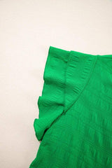 Textured Ruffled Sleeve Round Neck Top - Trendsi - Flyclothing LLC