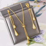 Teardrop Pendant Necklace and Earrings Jewelry Set - Trendsi - Flyclothing LLC