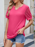 Lace Short Sleeve T-Shirt - Trendsi - Flyclothing LLC