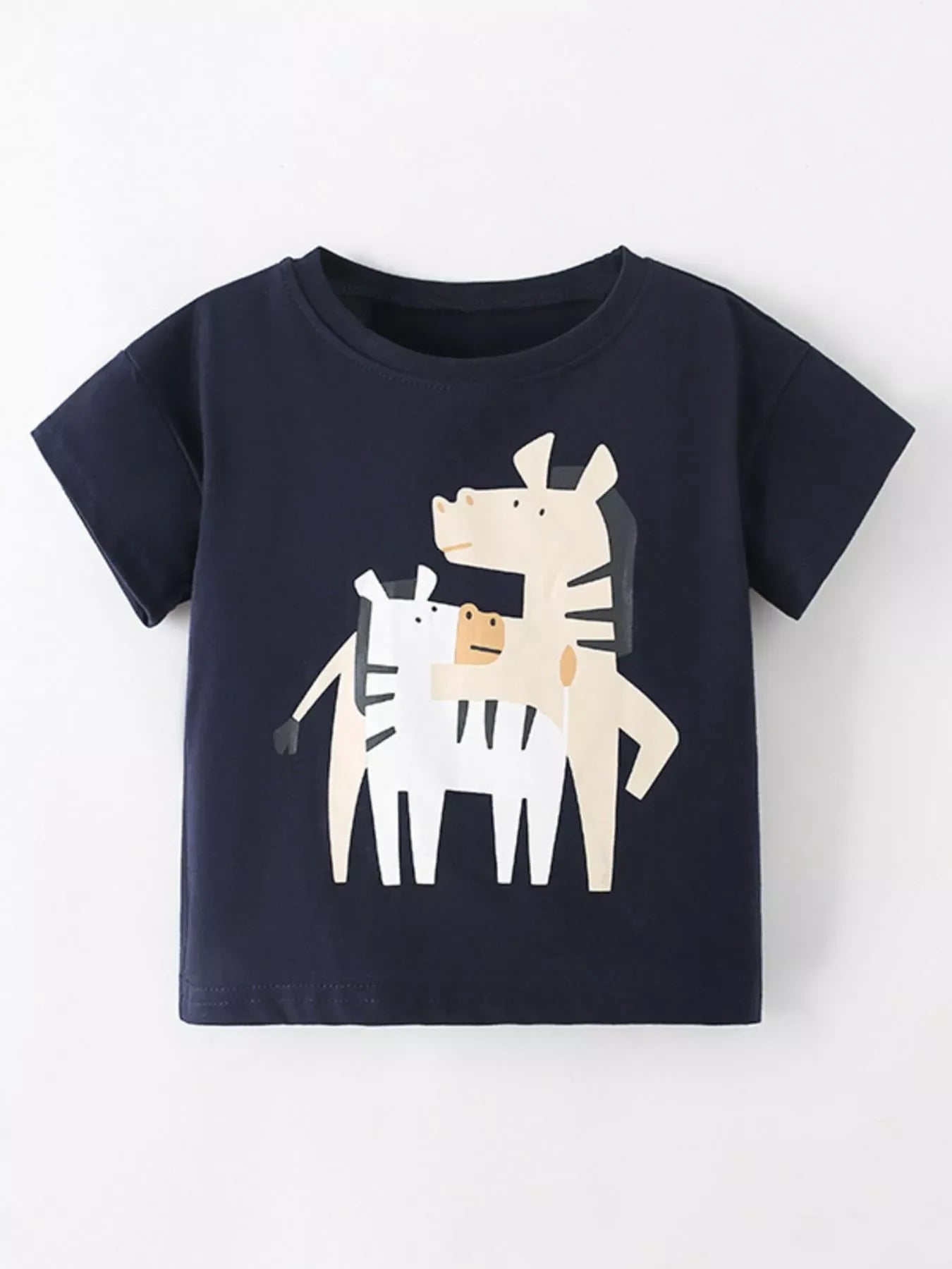 Children's Cartoon Zebra Graphic Short Sleeve T-Shirt - Trendsi - Flyclothing LLC