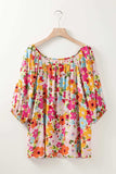 Printed Round Neck Half Sleeve Blouse - Trendsi - Flyclothing LLC