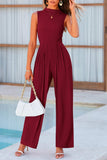 Mock Neck Sleeveless Wide Leg Jumpsuit - Trendsi - Flyclothing LLC