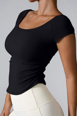Round Neck Short Sleeve Active T-Shirt - Trendsi - Flyclothing LLC