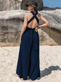 Surplice Wide Leg Jumpsuit with Free Tie - Trendsi - Flyclothing LLC