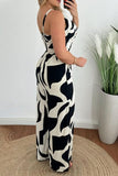 Two-Tone Spaghetti Strap Wide Leg Jumpsuit - Trendsi