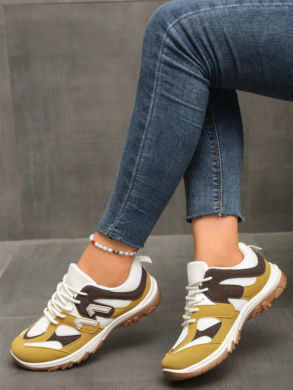 Contrast Lace Up Athletic - Trendsi - Flyclothing LLC